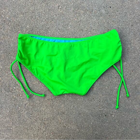 Victoria’s Secret Neon Green Low rise Hip Hugger Cinch Up Tie Bikini Bottoms S - Picture 2 of 5